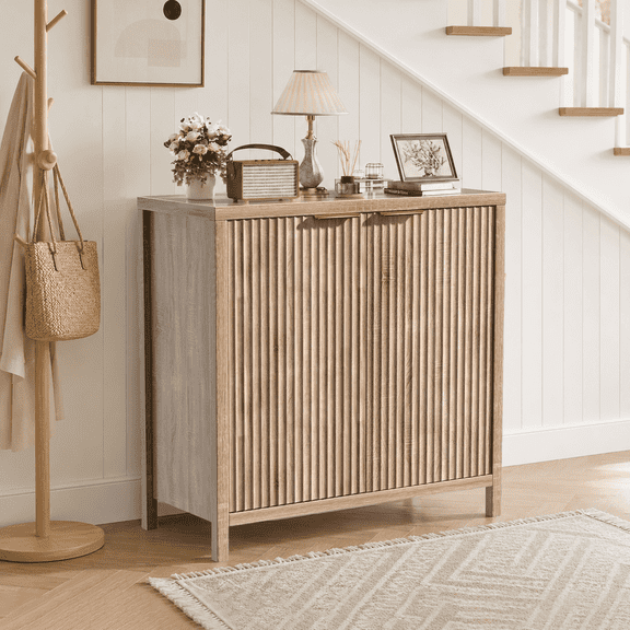 SEPTBOT 31" Fluted Storage Cabinet, Grey Sideboard Console Table for Living Room,Entryway