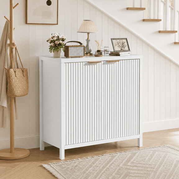SEPTBOT Narrow Bathroom Storage Cabinet, 68 Slim Tall Fluted Storage Cabinet with Adjustable Shelves & Drawer for Bathroom, Kitchen, Living Room, Entryway, Natural White