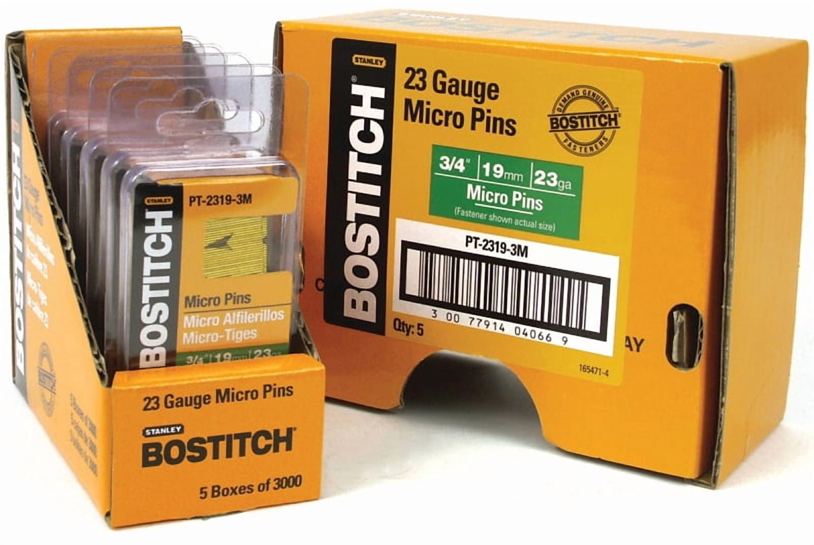 Stanley Bostitch PT-2319-3M 3/4" 23-Gauge Headless Pins – 3000-Count Box For HP118K & TU-216-2330 Pinners