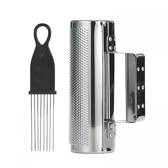SEPTRIO 12"X 6"Stainless Steel Guiro Instrument Latin Percussion Metal Guiro Shaker with Scraper Percussion Instrument