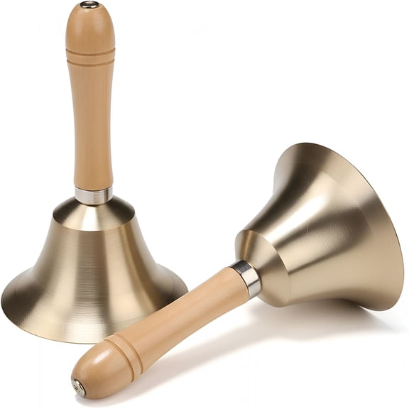 SEPTRIO 2 Pack Super Loud Solid Brass Hand Call Bell,3.15 Inch