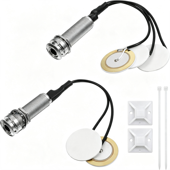 SEPTRIO 2 Pcs Pickups Piezo Transducer Pickup Combo Piezo Pickups Transducer 3-In-1&2-In-1 Self-Adhesive Piezos System for Electronic Acoustic Guitar Violin Ukulele
