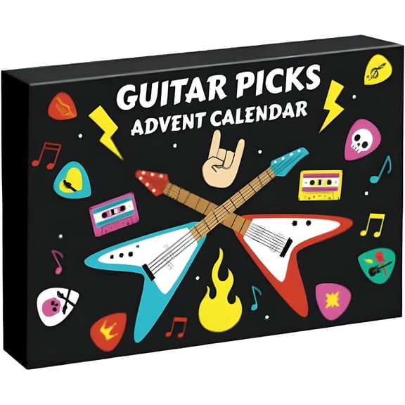 SEPTRIO 2026 Guitar Player Advent Calendar with 22 Picks & Pick Holder | Christmas Countdown Calendar, for Music Lovers, Bass Ukulele Themed, Christmas Gift