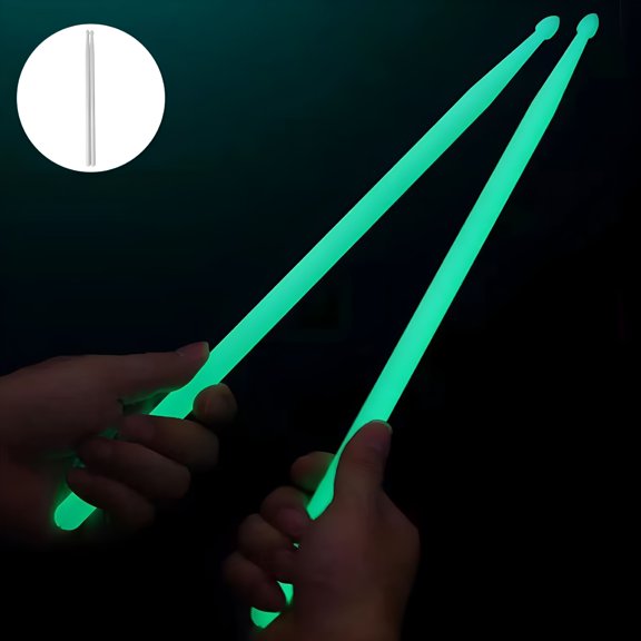 SEPTRIO 2026 New 1 Pair Drum Stick Glow in the Dark Accessory Nylon Jazz Drumstick for Drummer for Practice,Performance,Band,Stage,Training