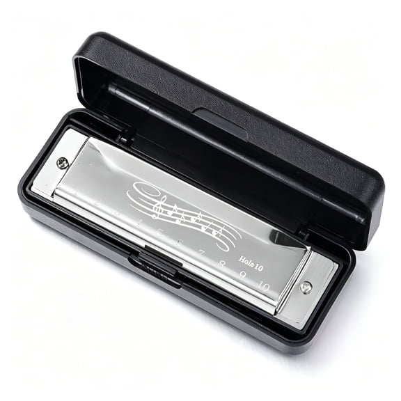 SEPTRIO 2026 New 10 Holes Key of C Blues Harmonica Mouth Organ Beginners Educational Toys Gifts,Silver for Music Learning,Beginners Practice,Musical Education,Kids Gifts,Sound Development