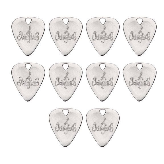 SEPTRIO 2026 New 10Pcs Guitar Picks Intricate Patterns Guitar Capo Clear Sound Elegant Design Guitar Tuner for Acoustic Electric Guitar Silver