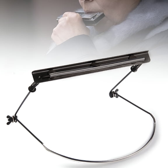 SEPTRIO 2026 New Adjustable Mouth Organ Stand Harmonica Harp Rack Metal 10 Holes Black Harmonica Neck Holder,For Harmonica Playing,Musical Performance,Practice Sessions,Musician Accessories,Band Use