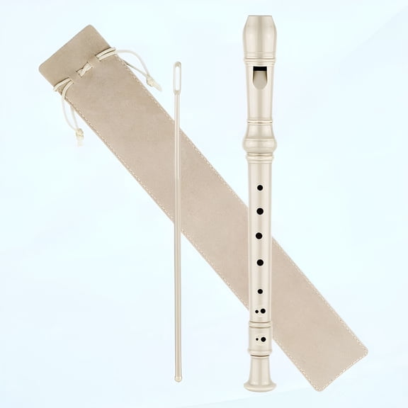 SEPTRIO 2026 New Soprano C Key Recorder 8 Holes 3 Pieces German Style Baroque Finger Recording Instrument with Cleaning Rod and Storage Bag,For Elementary Students(1 Set Beige)