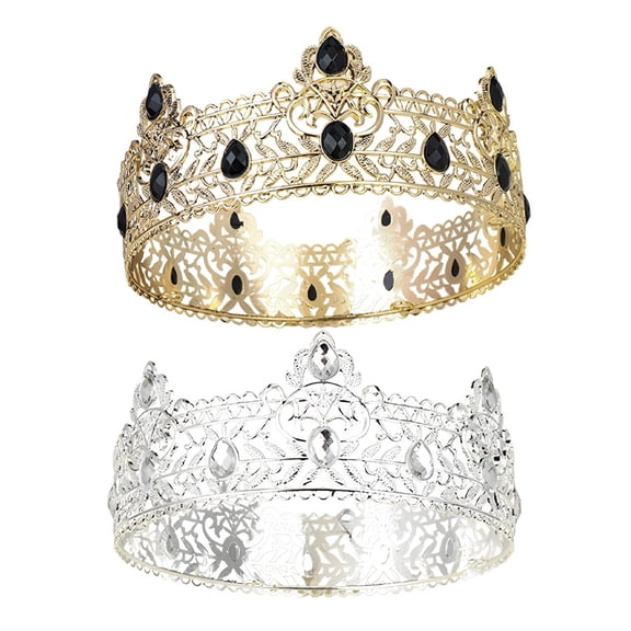 SEPTRIO 2Pcs Crown Cake Topper Princess Crown Decorations with Exquisite Engraving for Birthday