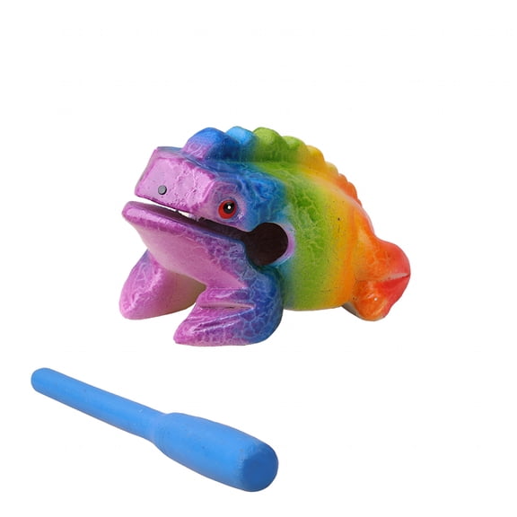 SEPTRIO 3.5"Wooden Frog Guiro Rasp Instrument-Percussion Musical Tone Block Craft (Painted Rainbow)
