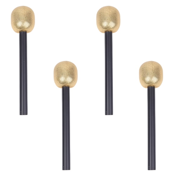 SEPTRIO 4Pcs Plastic Simulated Microphones Lightweight Karaoke Props for Lip Sync and Party Use Golden Prop Microphone