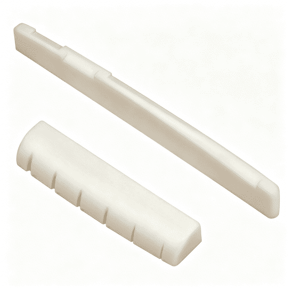 SEPTRIO 6 String Acoustic Guitar Bone Bridge Saddle&Nut Made of Real Bone for Acoustic Folk Guitar
