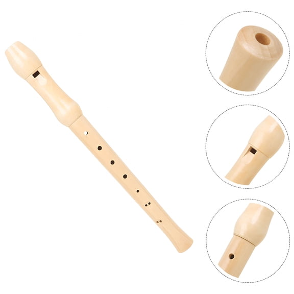 SEPTRIO Beginner Beige Wood Recorder with Storage Bag 8-Hole Soprano Instrument for Music Lessons