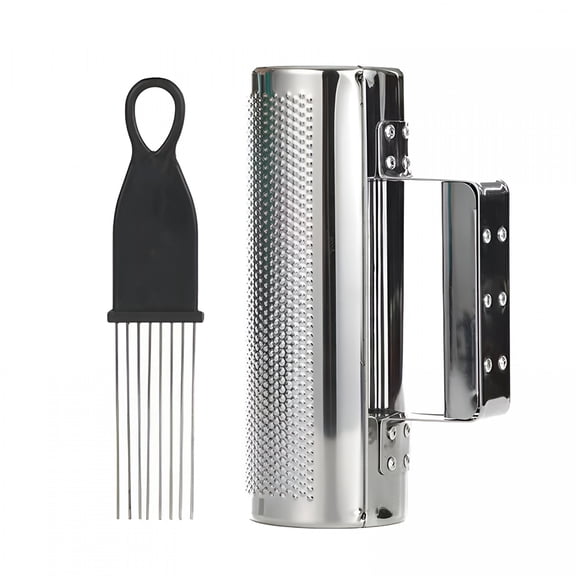 SEPTRIO Guiro Instrument Stainless Steel 8"3"Metal Shaker with Scraper,Band Accompaniment Sand Hammer Latin Musical Training Tool Percussion Instruments
