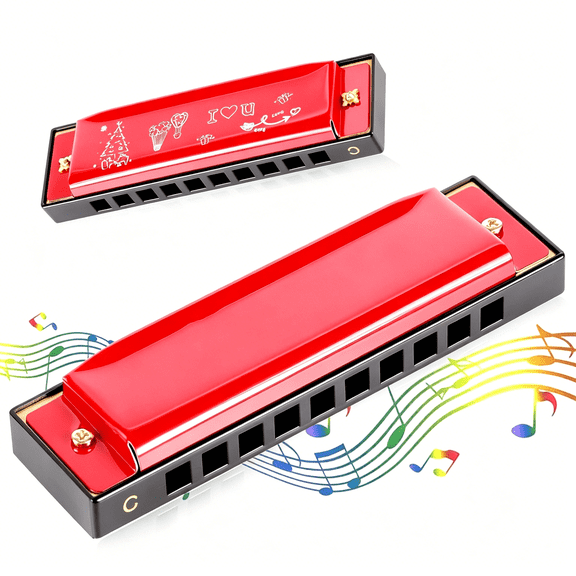 SEPTRIO Harmonica,Diatonic Harmonica Key of C 10 Holes 20 Tones Mouth Organ Harmonica for Adults,Kids,Beginners,Professionals and Students(Red),As a Gift