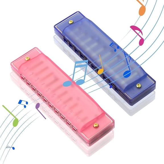 SEPTRIO Harmonica for Kids 10 Hole Kids Harmonica,2 Pack Key of C Blues Harmonica Educational Toy Beginners Toy Musical Instruments for Kids,Children and Toddler(Blue,Pink)