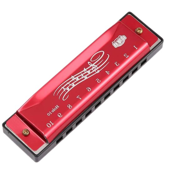 SEPTRIO Harmonica for Kids, Non-Toxic Musical Instrument for Children Aged 3+, Durable 10-Hole Diatonic Harmonica with Clear Sound for Music Learning and Early Skill Development, Red