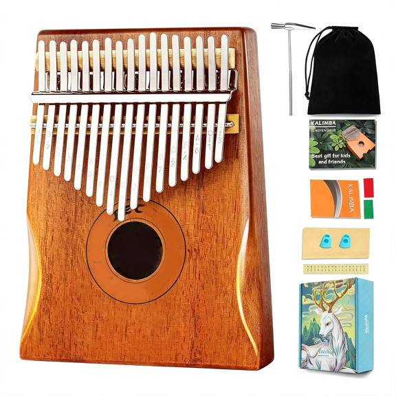 SEPTRIO Kalimba Thumb Piano 17 Keys Mbira Finger Piano Marimbas Musical Instruments | for Kids Adults Beginners, W\/Tuning Hammer, Cloth Bag, Songbook, Study Instruction, Finger Protector