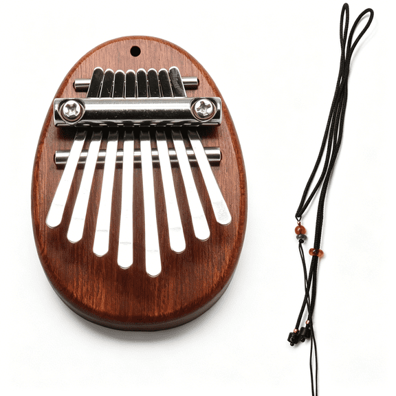 SEPTRIO Mini Wood Kalimba Thumb Piano 8 Keys Finger Thumb Piano Musical Instruments, Portable Wooden Mbira Finger Piano for Piano Beginners, Oval
