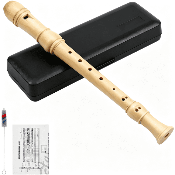 SEPTRIO Soprano Beginners Recorder Baroque Fingering C Key Maple Descant Recorder Instrument for Kids Adults, 3 Piece Recorder with Hard Case, Fingering Chart, Cleaning Kit,