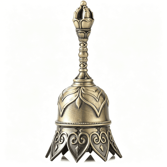 SEPTRIO Super Loud Brass Hand Call Bell for Ringing at Wedding,Lotus Hand Bells for Seniors Bedside,Teacher Classroom Bell Dinner Bell Tibetan Bells Meditation Bell,Gift for Bedridden Mom