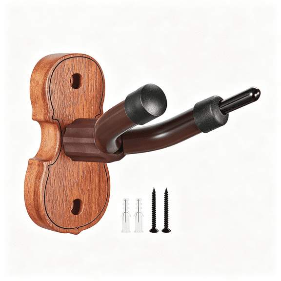 SEPTRIO Violin Wall Mount Violin Hanger 1 Pack with Bow Hook Home & Studio Rosewood Violin/Viola Stand Durable Violin Wall Mount