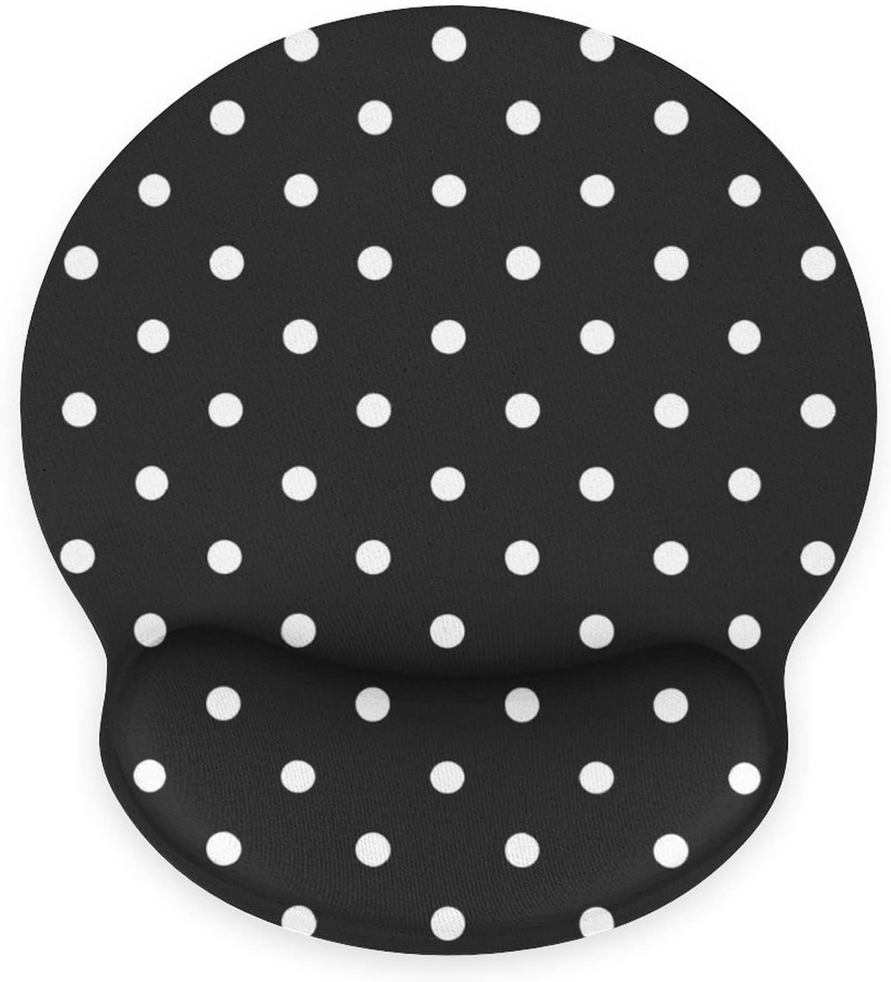 SEPTYK Polka Dot Black White Simple Pattern Ergonomic Mouse Pad with Wrist Support Rest Gel Non-Slip Rubber Base Mousepad for Computer Laptop Home Office Gaming -