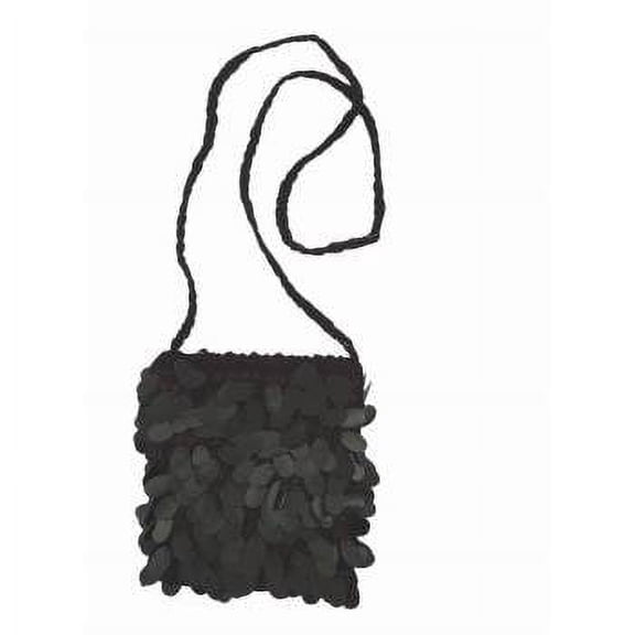 SEQUIN FLAPPER BAG-BLACK