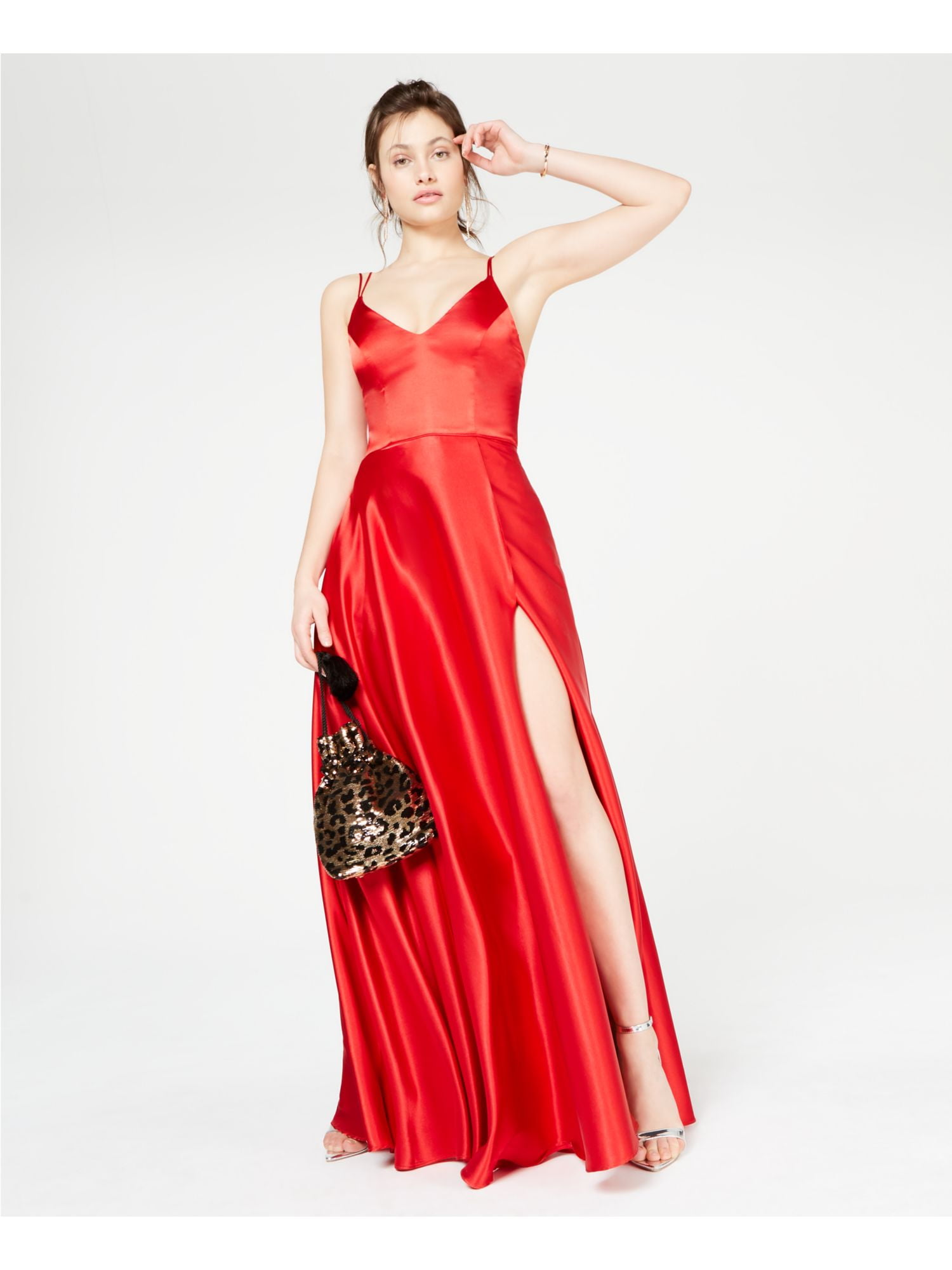 SEQUIN HEARTS Womens Red Slitted Spaghetti Strap V Neck Full-Length Evening Fit + Flare Dress Juniors 11 - Walmart.com SEQUIN HEARTS Womens Red Slitted Spaghetti Strap V Neck Full-Length Evening Fit + Flare Dress Juniors 11 - Walmart.com
