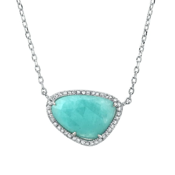 SERAFINA Natural Diamond and Amazonite Necklace in Sterling Silver