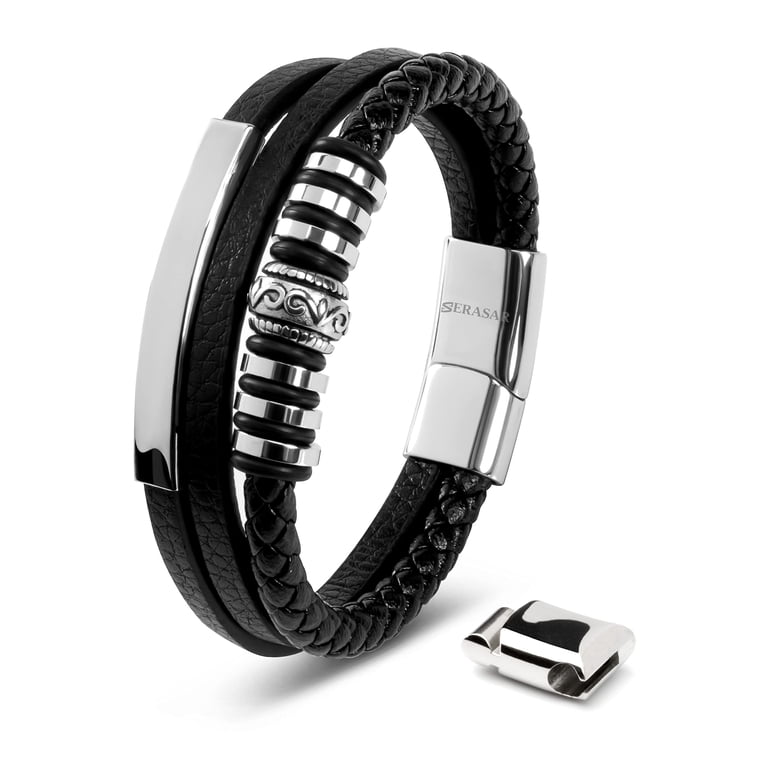 COOLSTEELANDBEYOND Classico, Bracciale da Uomo Donna, Braccialetto del Polsino, Colore Argento, Satinato