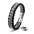 thumbnail image 1 of SERASAR Leather Bracelet for Men "Steel" with stainless steel magnetic closure, Silver 17cm, including gift box, 1 of 10