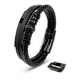 thumbnail image 1 of SERASAR Leather Bracelet for Men "Shine" with stainless steel magnetic closure, Black 17cm, including gift box, 1 of 10