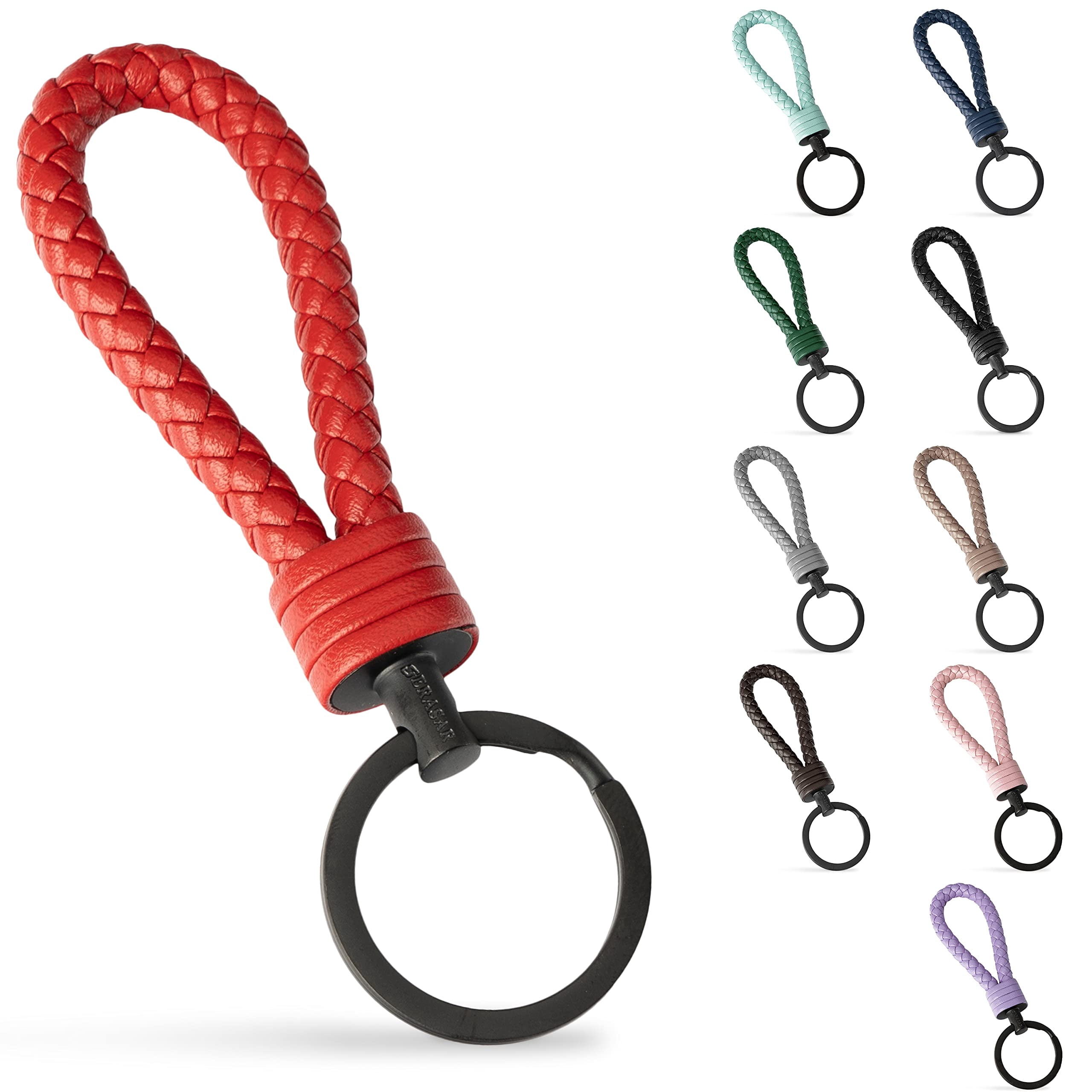 SERASAR Leather Key Holder [Strong] Red, Key Chains for Car Keys Keyrings