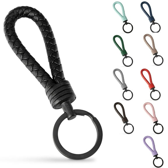 SERASAR Leather Keychain [Strong] Black Keychain Accessories Black Key Ring