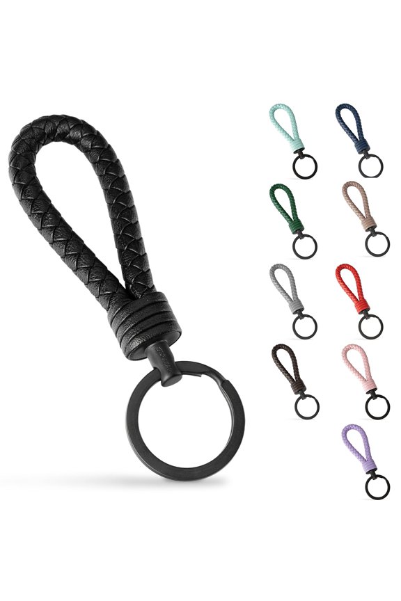 Leather Keychain [Strong] Black Keychain Accessories Black Key Ring