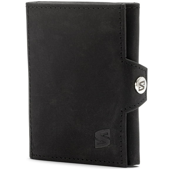 SERASAR |Men's Leather Wallet [Genius] with RFID Protection | Black | Real Leather | Compartment for Notes and Coins | Including Gift Box | Great Gift Idea | Leather Bag for Men | Men's Purse
