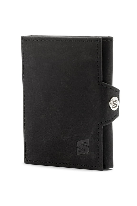 |Men's Leather Wallet [Genius] with RFID Protection | Black | Real Leather | Compartment for Notes and Coins | Including Gift Box | Great Gift Idea | Leather Bag for Men | Men's Purse