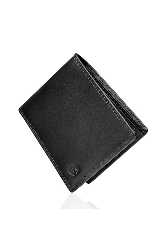 | Men's Leather Wallet [Space] with RFID Protection | Black | Real Leather | 12 card slots | Including GiftBox | Great gift idea | Men's Leather Wallet | Men Wallet