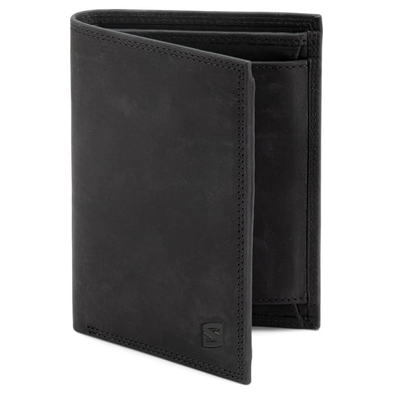 SERASAR | Men's Leather Wallet [Vintage] with RFID Protection | Black | Real leather | 12 card slots | Including GiftBox | Great gift idea | Men's Leather Notecase | Men Wallet