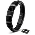 thumbnail image 1 of SERASAR Men's Leather Bracelet "Ring" with stainless steel magnetic closure, Black 17cm, including gift box, 1 of 9