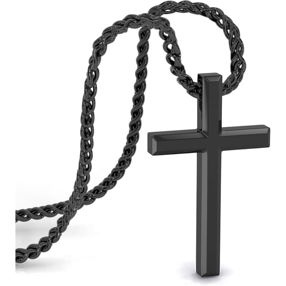 SERASAR Premium Necklace for Men [Destiny] | Stainless 316L Surgical Steel | Waterproof | Sturdy Curb Chain | Secure Clasp | Black | 60cm | Includes Jewelry Box