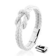 thumbnail image 1 of SERASAR Women's Premium Leather Bracelet "Knot" with stainless steel magnetic closure, White 20cm, including gift box, 1 of 9