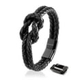 thumbnail image 1 of SERASAR Women's Premium Leather Bracelet "Knot" with stainless steel magnetic closure, Black 16cm, including gift box, 1 of 9