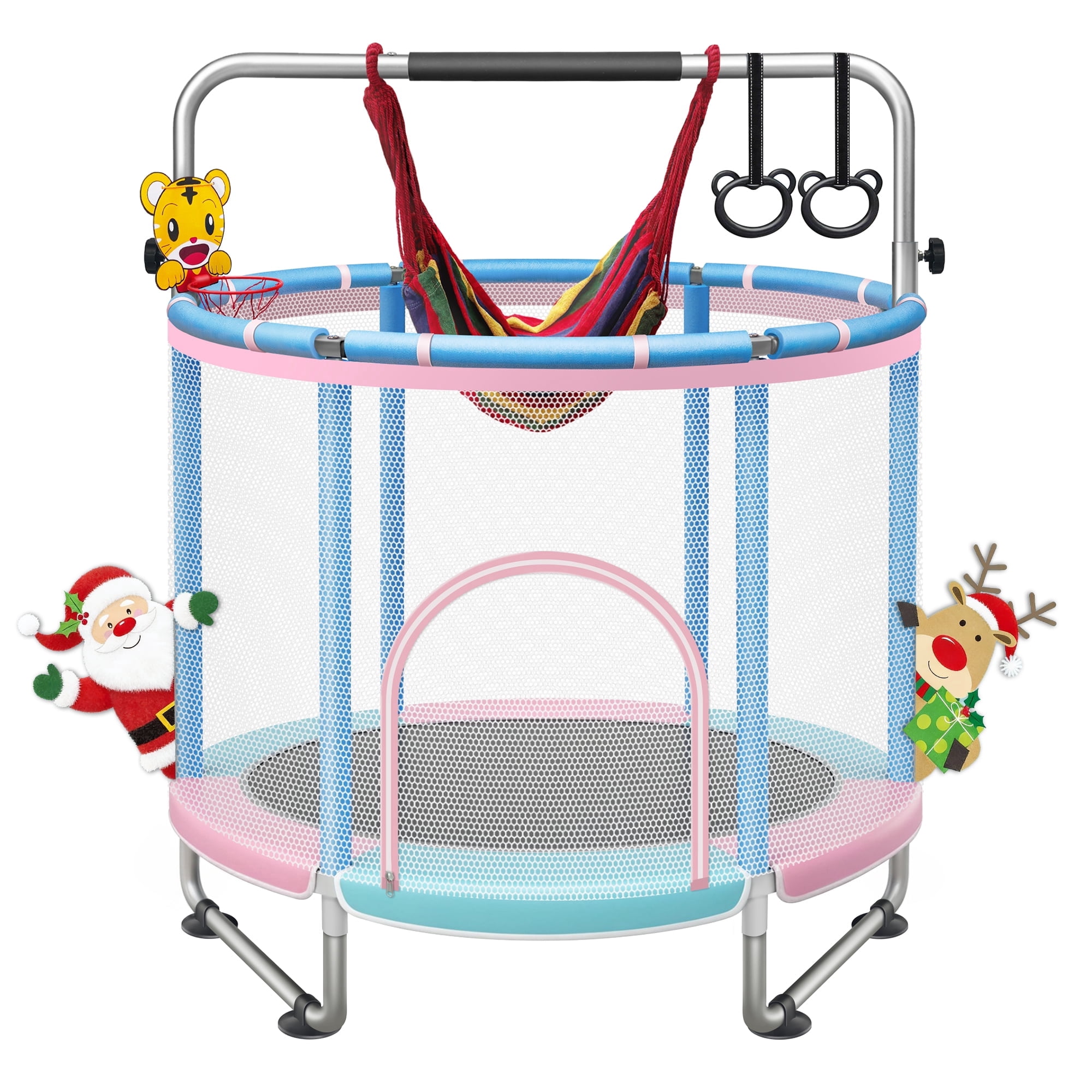 SERAY 55-65" Kids Trampoline with Safety Enclosure & Mini Balls, Indoor/Outdoor Fun for Toddlers, Durable, Quiet, and Safe Bouncing Toy for Boys and Girls