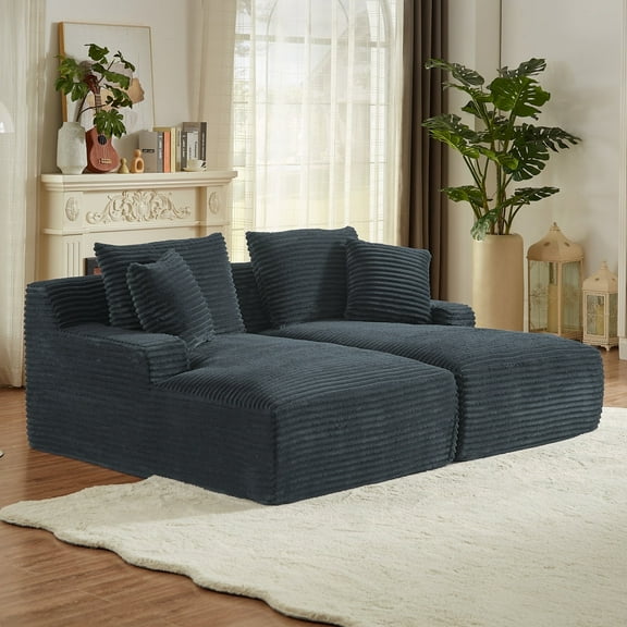 SERAY Modular Sectional Sofa Couch with Oversized Chaise, Corduroy Upholstered Deep Seat Lounge, Convertible Sleeper Sofa Bed for Living Room, No Assembly Required