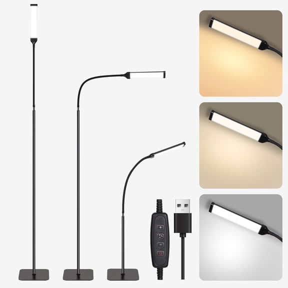 SERBASIC LED Floor Lamp, Stepless Dimmable Standing Lamp for living room, Height Adjustable Bright Floor Lamp for Bedroom Office, 3000K-6500K