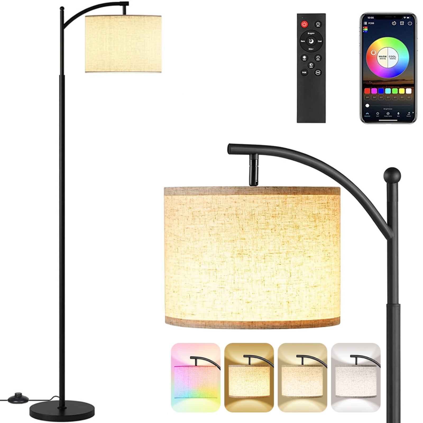 SERBASIC Floor Lamp for Living Room, Tall Standing Floor lamp with Remote Control works with Alexa and Google Assistant WiFi App, Heavy Duty Stepless Dimmable Floor Reading Lamp