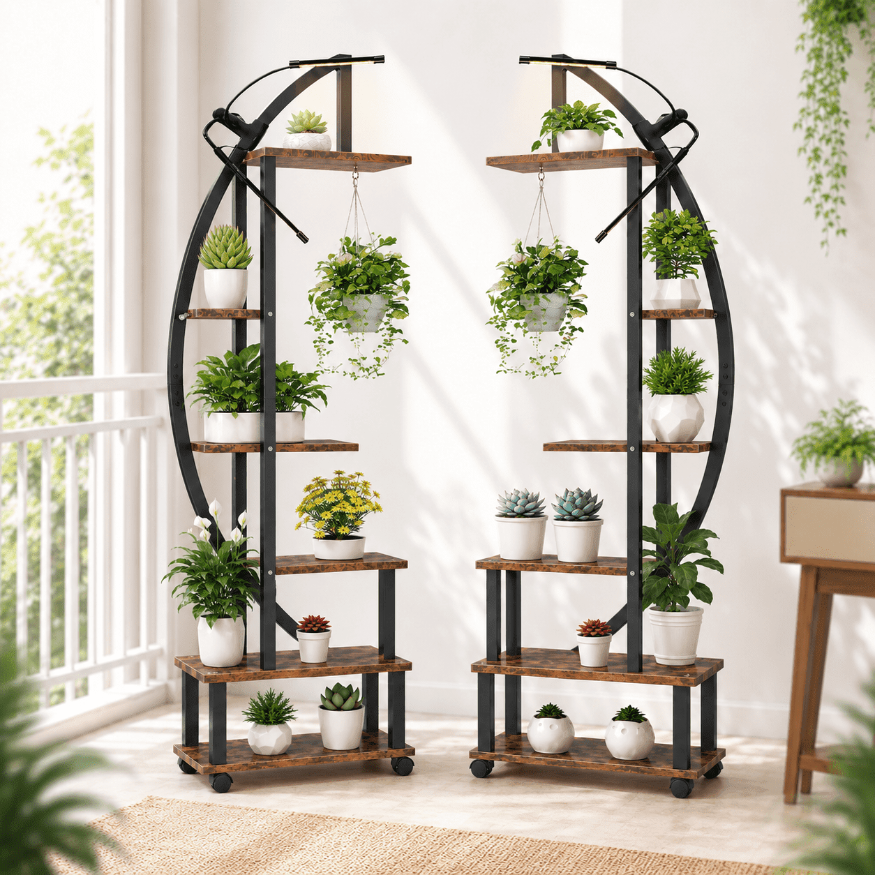 black indoor plant stand Bamworld Outdoor Plant Stand Indoor Black Corner Plant Shelf 5-Tier 11 main image 1