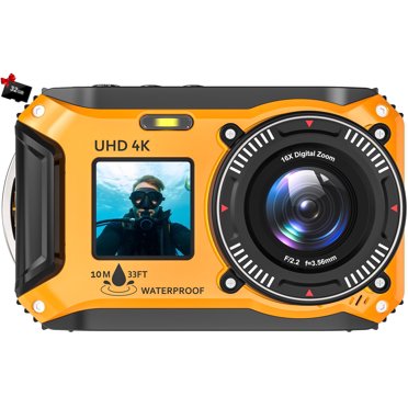 Underwater Camera 48MP HD - 11FT Waterproof Digital Camera With 32GB Card (Yellow)